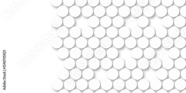 Fototapeta White tiles wall. round marble textures, ball tiles. Top view pavement circle block white texture with seamless patterns floor background. Air Bubble wrap texture background. Textured Background.