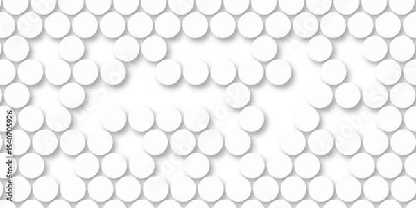 Fototapeta White tiles wall. round marble textures, ball tiles. Top view pavement circle block white texture with seamless patterns floor background. Air Bubble wrap texture background. Textured Background.