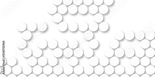 Fototapeta White tiles wall. round marble textures, ball tiles. Top view pavement circle block white texture with seamless patterns floor background. Air Bubble wrap texture background. Textured Background.