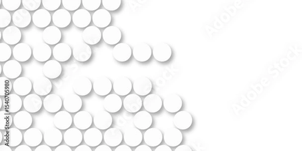 Fototapeta White tiles wall. round marble textures, ball tiles. Top view pavement circle block white texture with seamless patterns floor background. Air Bubble wrap texture background. Textured Background.