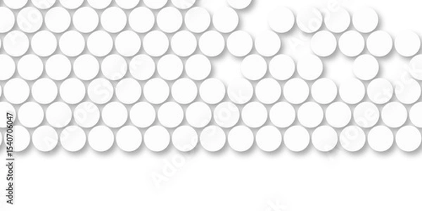 Fototapeta White tiles wall. round marble textures, ball tiles. Top view pavement circle block white texture with seamless patterns floor background. Air Bubble wrap texture background. Textured Background.