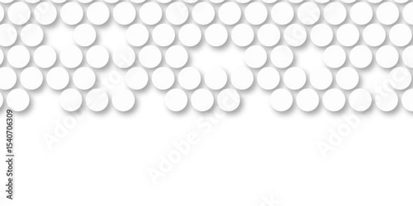 Obraz White tiles wall. round marble textures, ball tiles. Top view pavement circle block white texture with seamless patterns floor background. Air Bubble wrap texture background. Textured Background.