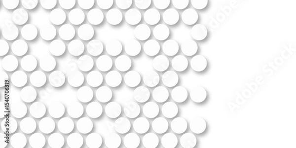 Fototapeta White tiles wall. round marble textures, ball tiles. Top view pavement circle block white texture with seamless patterns floor background. Air Bubble wrap texture background. Textured Background.