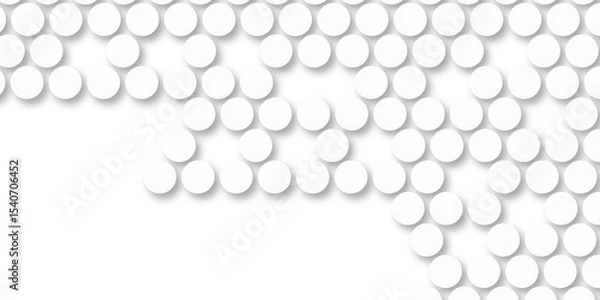 Fototapeta White tiles wall. round marble textures, ball tiles. Top view pavement circle block white texture with seamless patterns floor background. Air Bubble wrap texture background. Textured Background.
