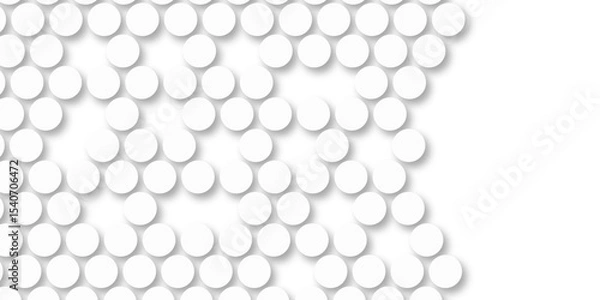 Fototapeta White tiles wall. round marble textures, ball tiles. Top view pavement circle block white texture with seamless patterns floor background. Air Bubble wrap texture background. Textured Background.