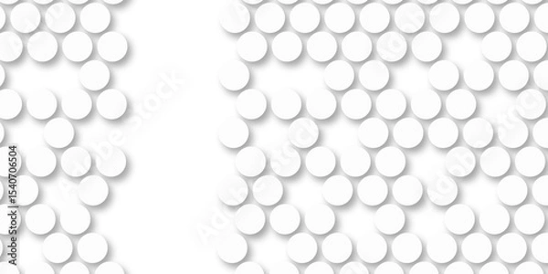 Fototapeta White tiles wall. round marble textures, ball tiles. Top view pavement circle block white texture with seamless patterns floor background. Air Bubble wrap texture background. Textured Background.