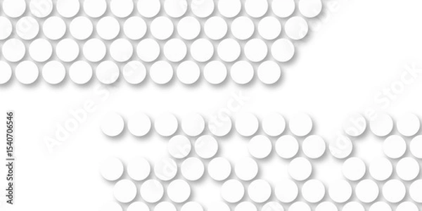 Fototapeta White tiles wall. round marble textures, ball tiles. Top view pavement circle block white texture with seamless patterns floor background. Air Bubble wrap texture background. Textured Background.