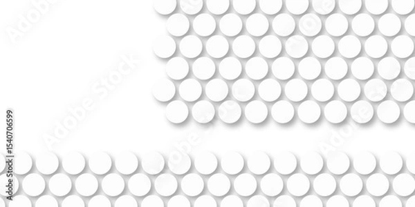 Fototapeta White tiles wall. round marble textures, ball tiles. Top view pavement circle block white texture with seamless patterns floor background. Air Bubble wrap texture background. Textured Background.