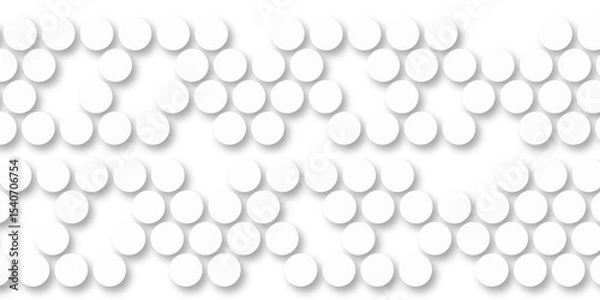 Fototapeta White tiles wall. round marble textures, ball tiles. Top view pavement circle block white texture with seamless patterns floor background. Air Bubble wrap texture background. Textured Background.