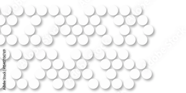 Fototapeta White tiles wall. round marble textures, ball tiles. Top view pavement circle block white texture with seamless patterns floor background. Air Bubble wrap texture background. Textured Background.