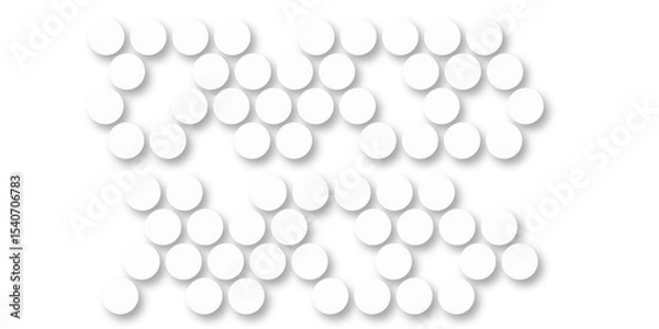 Fototapeta White tiles wall. round marble textures, ball tiles. Top view pavement circle block white texture with seamless patterns floor background. Air Bubble wrap texture background. Textured Background.