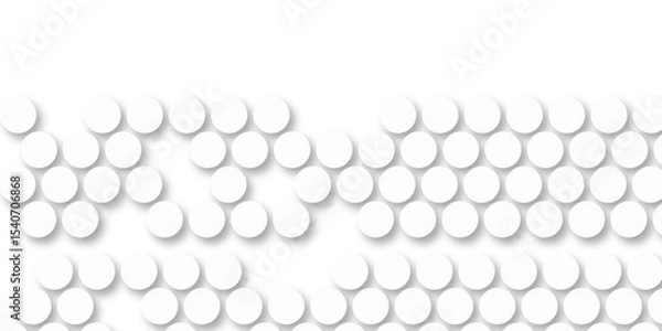 Fototapeta White tiles wall. round marble textures, ball tiles. Top view pavement circle block white texture with seamless patterns floor background. Air Bubble wrap texture background. Textured Background.