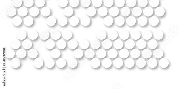 Fototapeta White tiles wall. round marble textures, ball tiles. Top view pavement circle block white texture with seamless patterns floor background. Air Bubble wrap texture background. Textured Background.