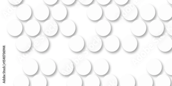 Obraz White tiles wall. round marble textures, ball tiles. Top view pavement circle block white texture with seamless patterns floor background. Air Bubble wrap texture background. Textured Background.