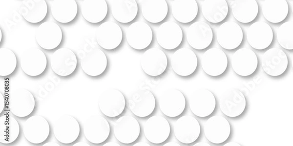 Fototapeta White tiles wall. round marble textures, ball tiles. Top view pavement circle block white texture with seamless patterns floor background. Air Bubble wrap texture background. Textured Background.