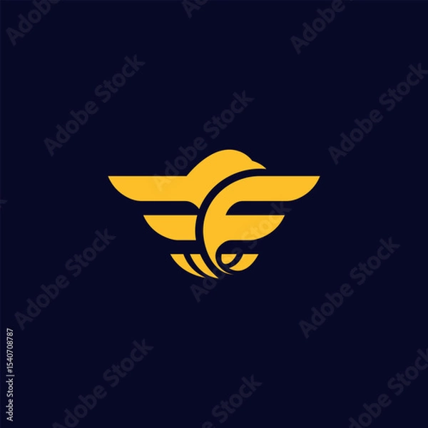 Obraz falcon, eagle security logo design template vector letter F, letter E