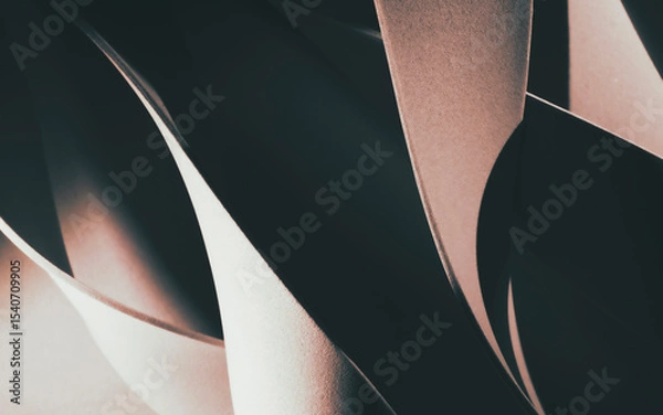 Fototapeta Detail of wavy shapes made paper, abstract