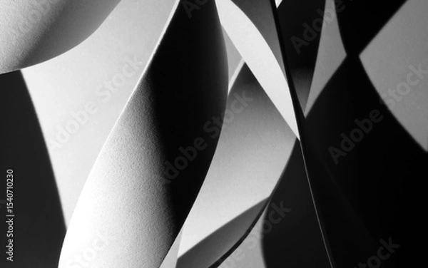 Fototapeta Detail of wavy shapes made paper, abstract