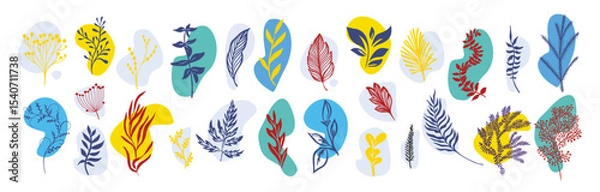 Obraz Flower objects, vector flowers pot icon, colored illustration, silhouette design. hand drawn. Not AI, Vector.