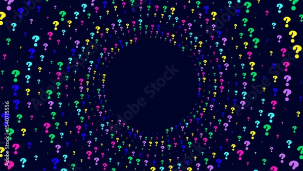Fototapeta Abstract background with a swirling vortex of colorful question marks