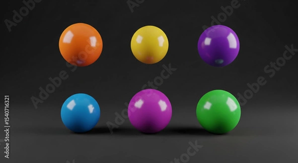 Obraz Vibrant Colored Spheres on Dark Background