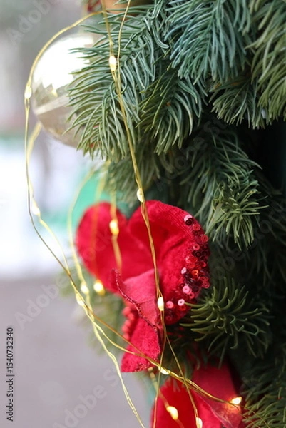 Obraz Festive decorations on the street in Chisinau.