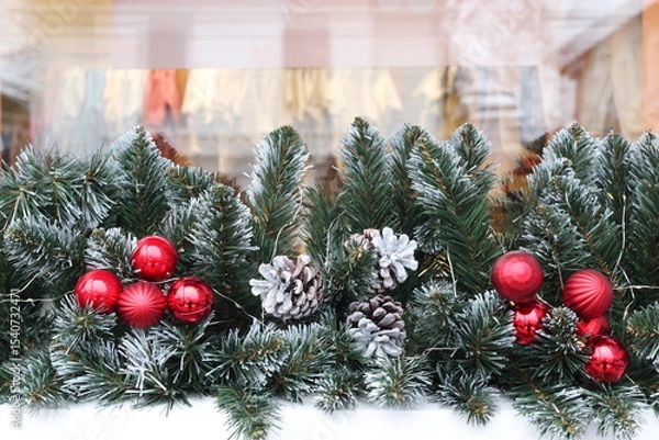 Obraz Festive decorations on the street in Chisinau.
