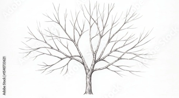 Obraz Line drawing bare tree