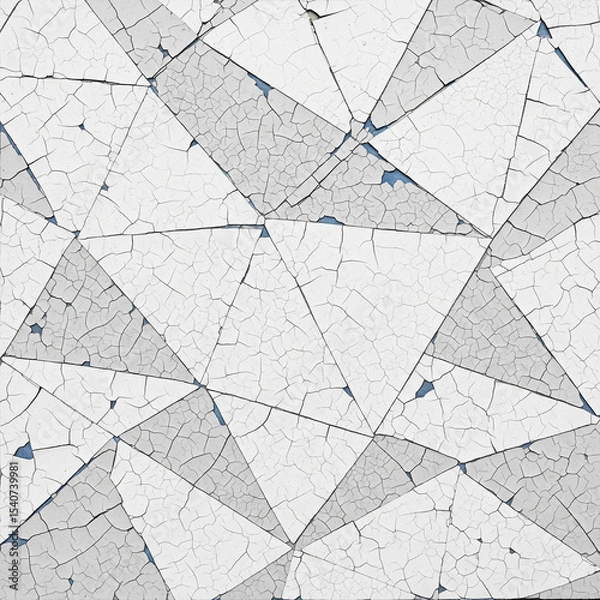 Fototapeta Abstract White Geometric Cracked Paint Texture Background