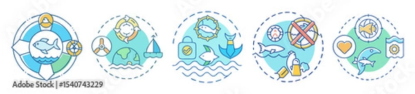 Fototapeta Icons promoting sustainable ocean conservation practices and ocean protection measures