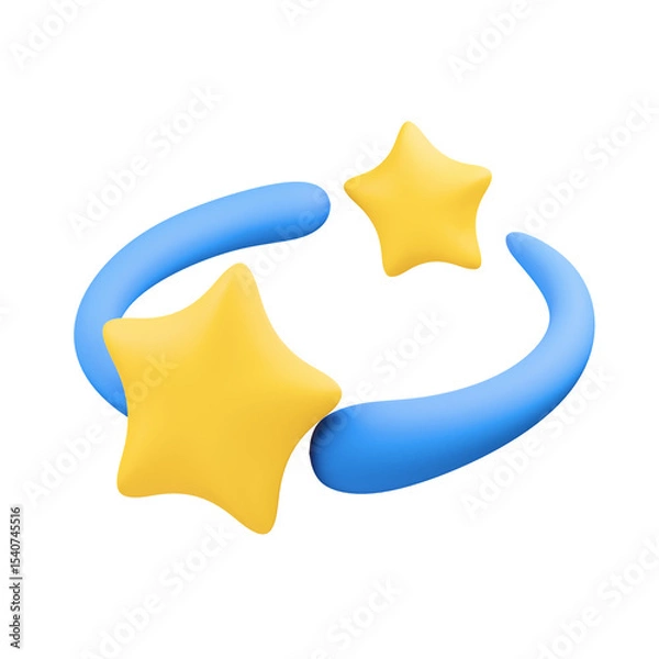 Obraz Dizzy Star Emoji 3D Illustration