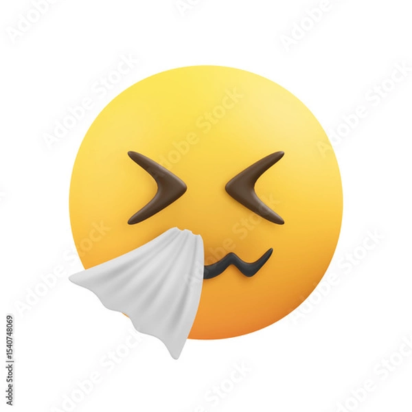 Obraz Sneezing Emoji 3D Illustration