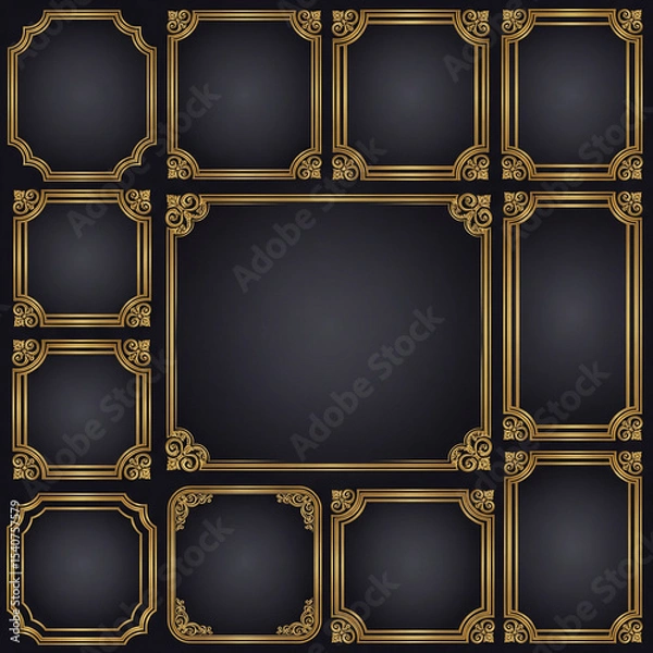 Fototapeta Gradient Black with Golden Frame Luxury Background