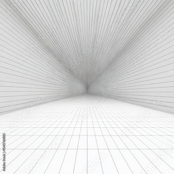 Obraz Perspective grid background 3d Vector illustration. Interior design Model projection background template. Line one point perspective