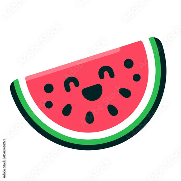 Obraz Adorable watermelon emoji-style character for messaging apps and digital stickers on transparent background