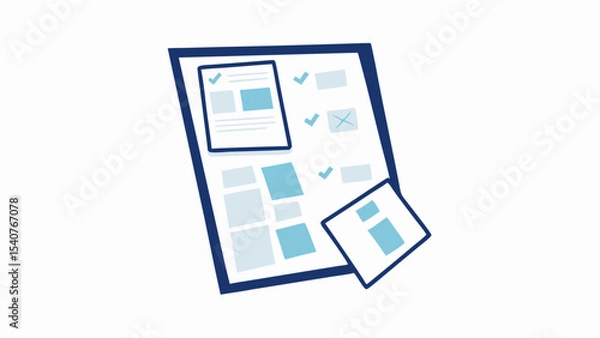 Fototapeta Illustration of a clipboard with documents and checkmarks showing task completion and approval status