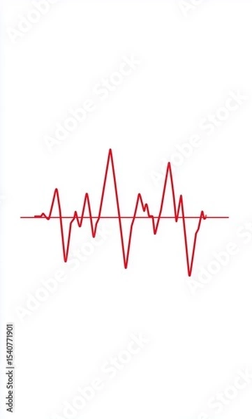 Fototapeta Red heartbeat line illustrating a medical concept on a clean white background in a minimalist style