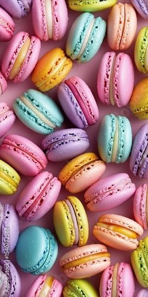 Obraz Colorful assortment of macarons displayed in a beautiful arrangement for a sweet treat