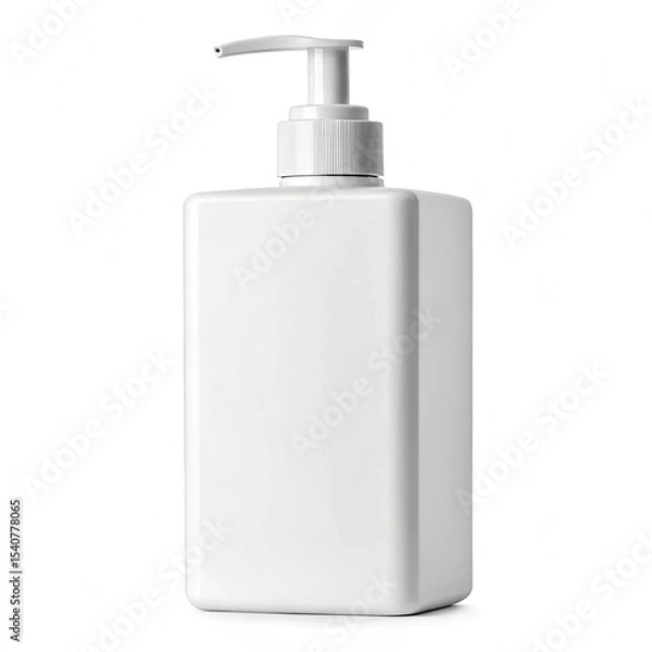 Obraz White Rectangular Pump Bottle – Cosmetic or Liquid Soap Packaging