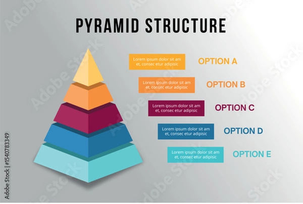 Fototapeta 3D Pyramid Infographic Illustration Highlighting Strategic Layers and Business Hierarchy