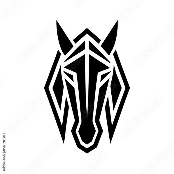 Obraz Bold geometric horse face icon formed with sharp angles vector illustration