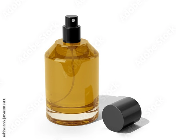 Fototapeta Blank Empty Clear Perfume Glass Bottle, Spray Bottle Isolated On Transparent Background, Prepared For Mockup, 3D Render.