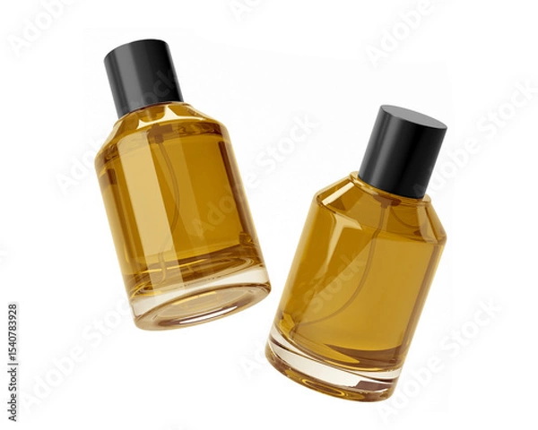 Fototapeta Blank Empty Clear Perfume Glass Bottle, Spray Bottle Isolated On Transparent Background, Prepared For Mockup, 3D Render.