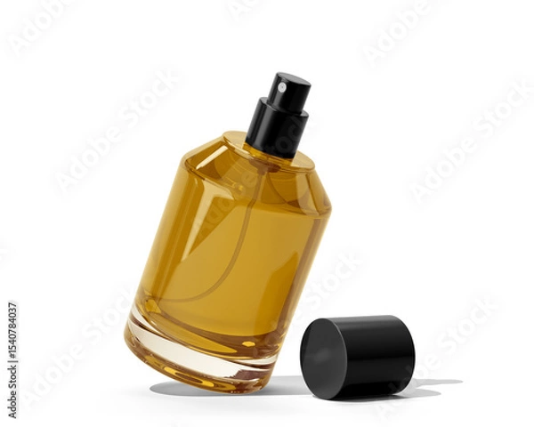 Fototapeta Blank Empty Clear Perfume Glass Bottle, Spray Bottle Isolated On Transparent Background, Prepared For Mockup, 3D Render.