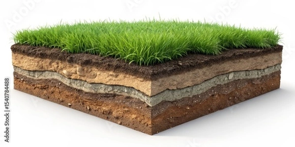 Fototapeta Soil Layers with Grass, Geology , Earth science