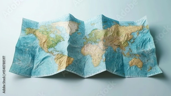 Obraz Folded world map on a light background