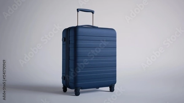 Obraz Navy blue suitcase on plain background