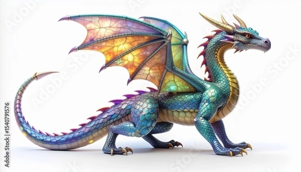 Fototapeta dragon on white background