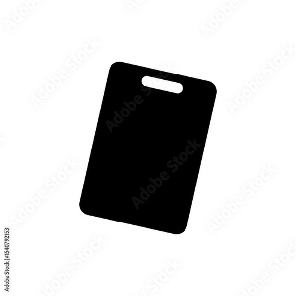 Fototapeta Illustration of a black cutting board with a handle hole on a white background in a simple style