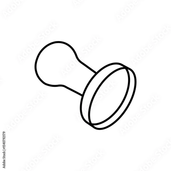 Obraz Outline drawing of a rubber stamp with a round handle and a circular base in a simple black line art style